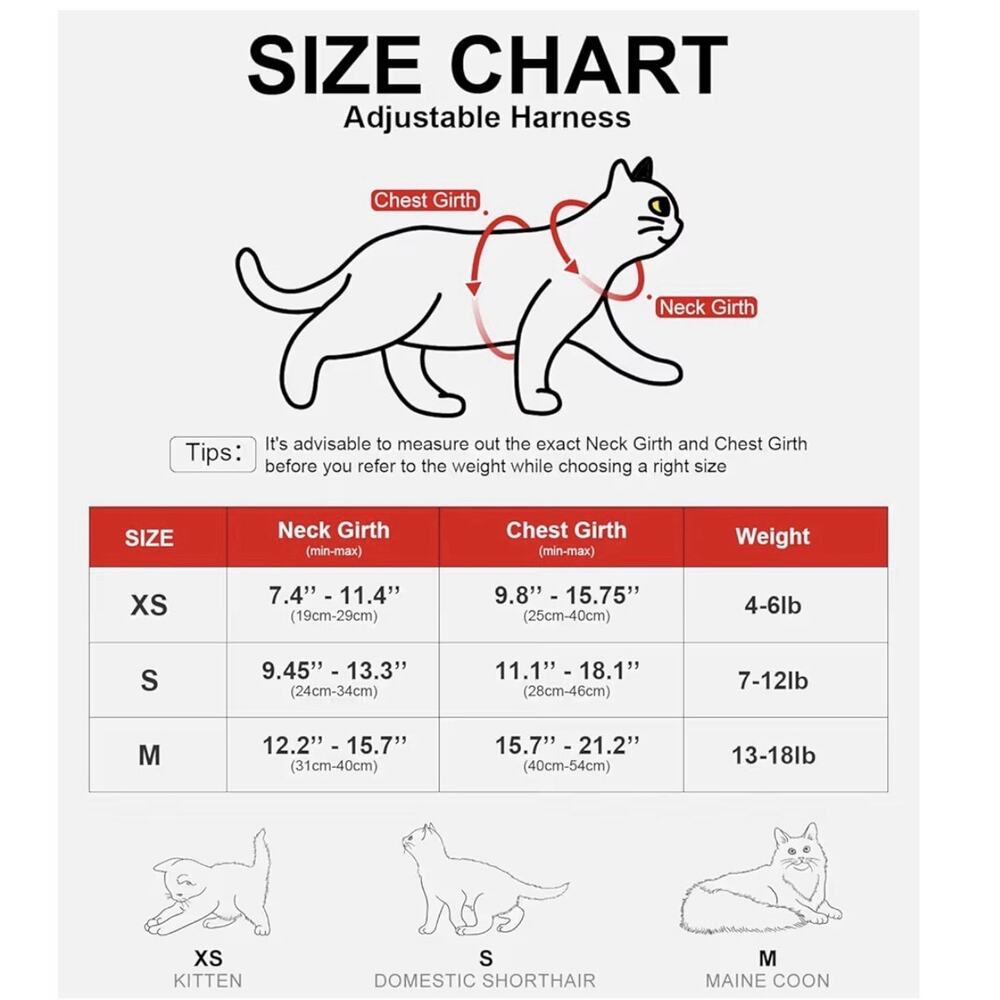 Kaazylab Cat Harness and Leash Black Size M (13-18 Lbs) Reflective Strip - Picture 2 of 6